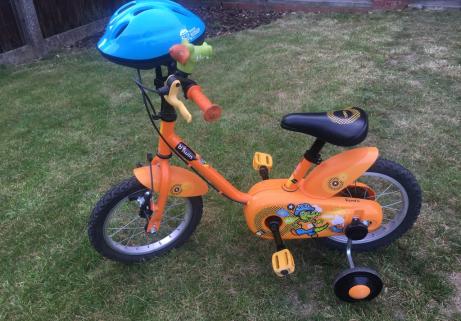 Vélo enfant Decathlon B'twin 14' Crocodile + casque 1